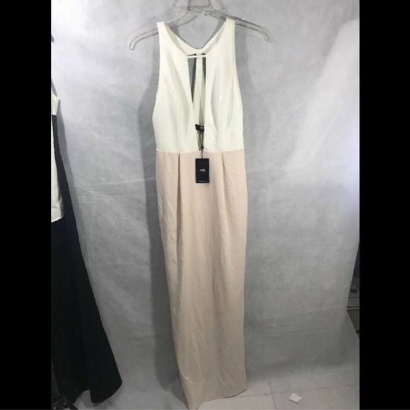 NWT ABS‎ by Allen Schwartz Two-Tone Cutout Maxi Gown Ivory-Pink [SZ Medium ] - Picture 3 of 8